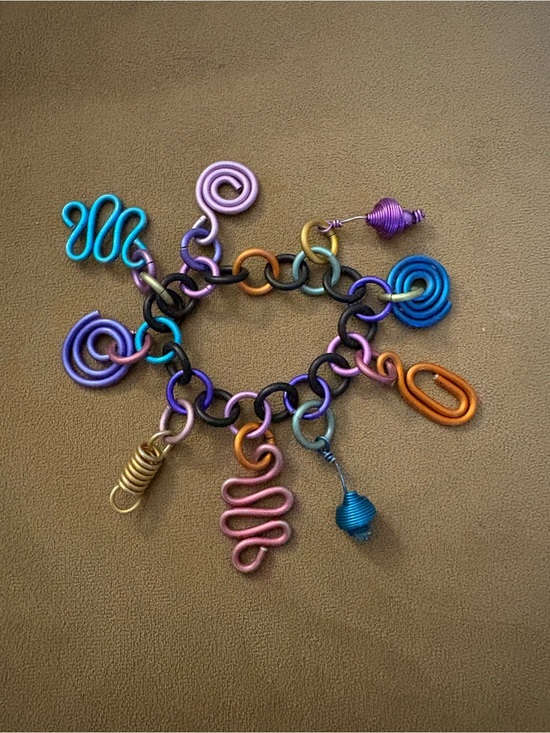 David spada Jewelry - David Spada Vintage Modernist Space Age Multicolor Spiral Charm Bracelet